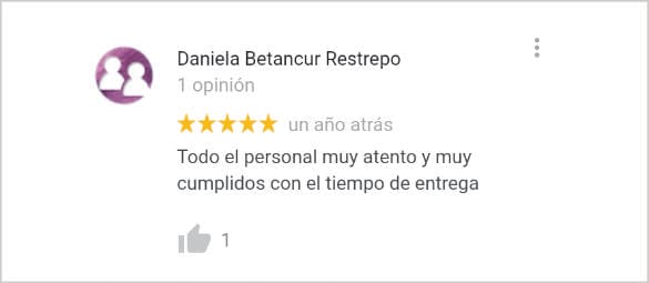 Opinión de un cliente en Google 1