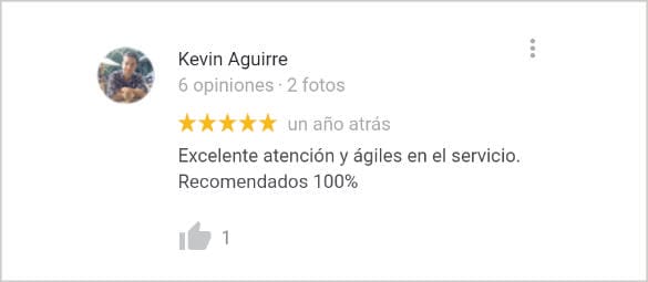 Opinión de un cliente en Google 2