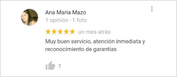 Opinión de un cliente en Google 4