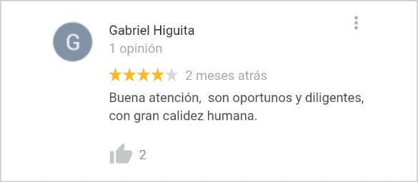 Opinión de un cliente en Google 5